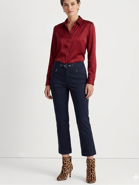 Polo Ralph Lauren Denim - Lauren Ralph Lauren Women's Capri Pants Black Cotton Belt Zip Pockets 16